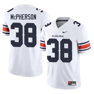 Mens High School College Football White AU Tigers #38 Alex McPherson Jersey 912655-759
