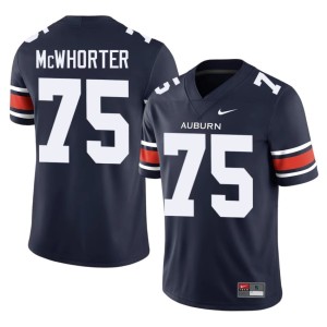 Mens #75 College Football Replica Bear McWhorter Navy Auburn War Eagles Jerseys 448683-318