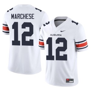 Men Brady Marchese Stitched College Football Auburn #12 White Jersey 160741-337