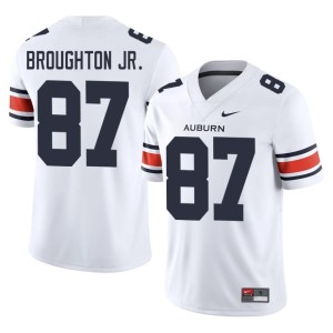 Mens 2026 White Tigers DJ Broughton Jr. #87 College Football Jerseys 466292-845