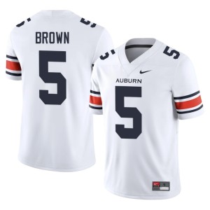 Men's 2026-27 #5 College Football Derrick Brown White War Eagle Jersey 337599-622
