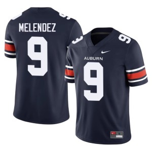 Mens AU Tigers Embroidery Navy Elijah Melendez #9 College Football Jersey 839412-513