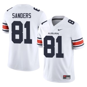 Men's High School College Football Frank Sanders #81 Auburn University White Jersey 384936-150