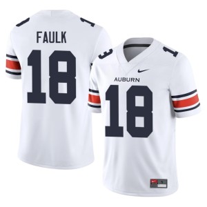 Men's J.J. Faulk College Football White #18 Stitched AU Tigers Jerseys 443292-446
