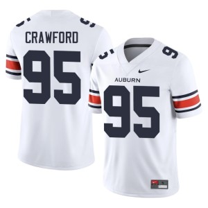 Men #95 Limited College Football White Jourdin Crawford Auburn University Jerseys 347981-392