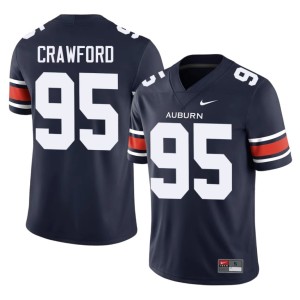 Mens Jourdin Crawford Replica Auburn Tigers College Football #95 Navy Jersey 498613-488
