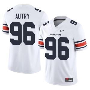 Men Auburn #96 Malik Autry White Player College Football Jerseys 167254-185