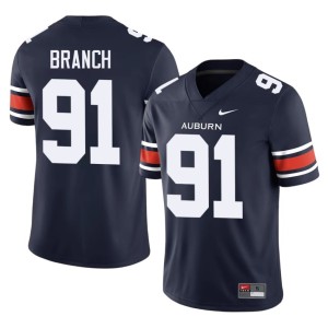 Men's Game #91 Auburn War Eagles Tavian Branch College Football Navy Jersey 502558-597