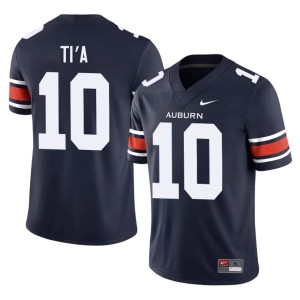 Mens NCAA #10 College Football Auburn War Eagles Tristan Ti'a Navy Jerseys 898244-663