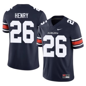 Men #26 AU Tigers Navy College Football University Wayne Henry Jersey 746145-818