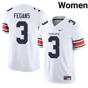 Womens #3 2026 AnQuon Fegans College Football Auburn University White Jerseys 319955-107