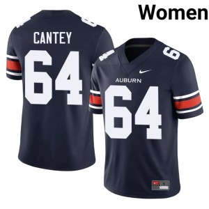 Women's Navy Embroidery College Football AU Tigers #64 Benton Cantey Jerseys 220759-926