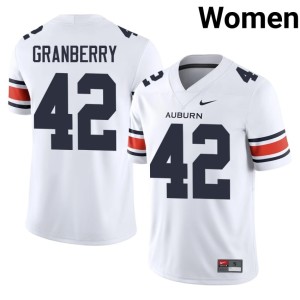 Women's #42 Auburn War Eagles Stitched White Coleman Granberry College Football Jersey 112910-645