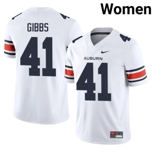 Women Connor Gibbs White Player Auburn Tigers #41 College Football Jersey 677242-604