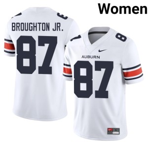 Women's #87 Limited College Football AU Tigers DJ Broughton Jr. White Jerseys 647916-468