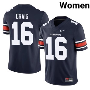 Women Dameyune Craig Navy Replica College Football Tigers #16 Jerseys 324162-728