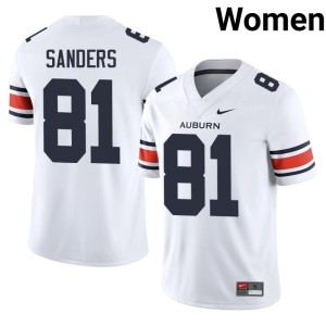 Women College Football #81 White Frank Sanders Embroidery AU Tigers Jerseys 129165-212