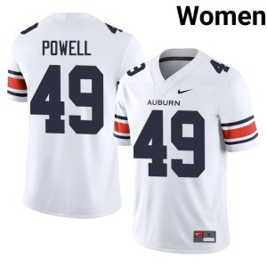 Womens #49 White College Football Auburn Tigers Hudson Powell 2026 Jersey 938787-946