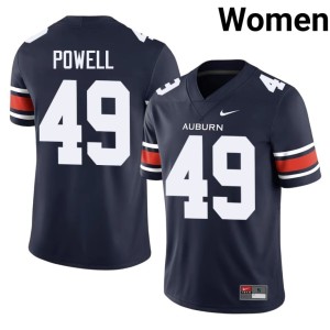 Women's Navy #49 AU Tigers NCAA College Football Hudson Powell Jersey 701508-918