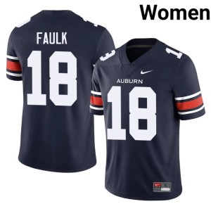 Womens High School College Football Navy Auburn University Tigers #18 J.J. Faulk Jerseys 718628-621