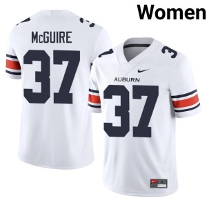 Womens John McGuire Limited #37 College Football Auburn White Jerseys 911585-350