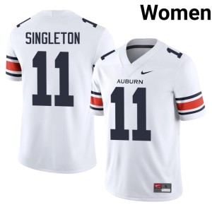 Women College Football White Auburn War Eagles #11 Embroidery Keshaun Singleton Jerseys 119617-878