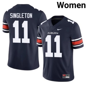 Women's AU Tigers Keshaun Singleton College Football #11 Navy Replica Jersey 588184-303