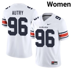 Women Auburn Malik Autry Player White #96 College Football Jerseys 813888-608