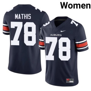 Womens Mason Mathis AU Tigers Navy #78 University College Football Jerseys 527965-754