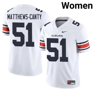 Womens 2026-27 Tigers White College Football #51 Michael Matthews-Canty Jerseys 951089-175