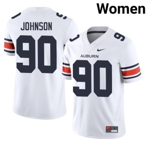Women 2026 Nate Johnson Auburn Tigers White #90 College Football Jerseys 440983-921