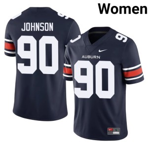 Women's Navy College Football #90 Auburn War Eagles High School Nate Johnson Jerseys 405562-509