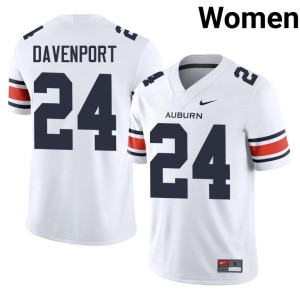 Women's Nykahi Davenport College Football White #24 Auburn War Eagles Embroidery Jersey 723291-843