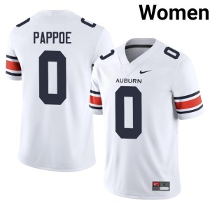 Womens Owen Pappoe White #0 College Football Official AU Tigers Jerseys 664578-106