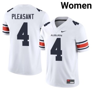 Women's High School College Football #4 Rayshawn Pleasant White Auburn Jersey 371204-867