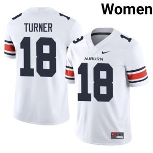 Womens Auburn Tigers Sam Turner College Football 2026-27 White #18 Jerseys 632648-525