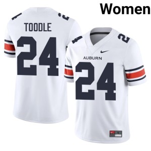Womens #24 College Football Auburn University Limited White Shadarius Toodle Jersey 579785-298