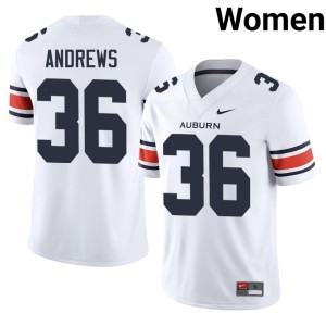 Women's College Football White #36 Stuart Andrews Tigers 2026 Jersey 213144-135