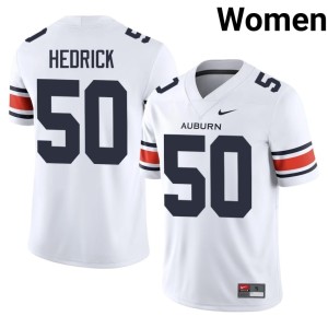 Womens #50 Auburn Tigers College Football TJ Hedrick Embroidery White Jerseys 162161-699