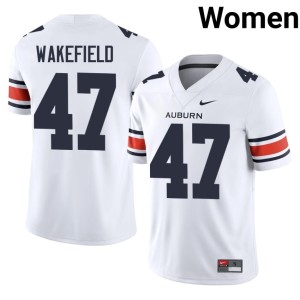 Women's White #47 College Football Player Travis Wakefield Auburn University Jerseys 109183-454