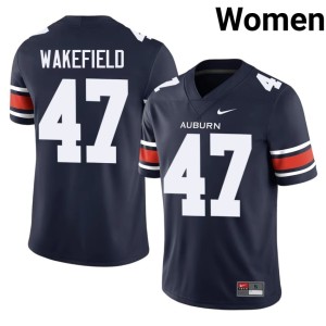 Women College Football #47 Travis Wakefield Auburn War Eagles Embroidery Navy Jersey 895618-658