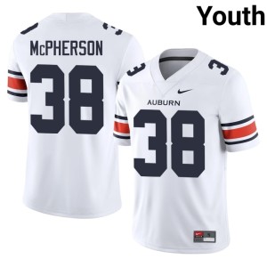 Youth AU Tigers White High School Alex McPherson College Football #38 Jersey 548388-456