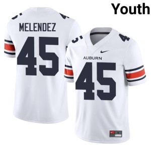 Youth Antonio Melendez #45 White Tigers College Football NCAA Jersey 834165-493