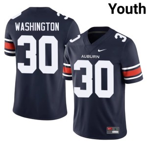 Youth Embroidery #30 College Football Bryson Washington Navy Auburn Jersey 505102-408