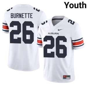 Youth White College Football Christian Burnette Official #26 AU Tigers Jersey 275427-857