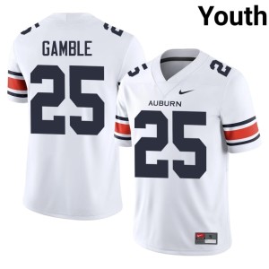 Youth #25 White Auburn University Tigers College Football Cole Gamble Limited Jerseys 802693-121