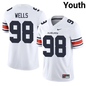 Youth College Football Replica #98 Corey Wells White AU Tigers Jersey 308556-342