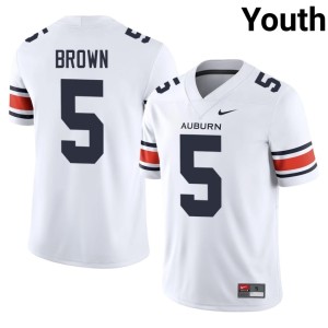 Youth College Football #5 War Eagle Replica White Derrick Brown Jersey 411325-416