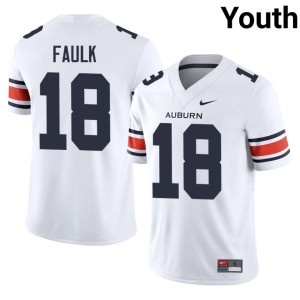 Youth College Football White Auburn University J.J. Faulk 2026-27 #18 Jerseys 387735-199