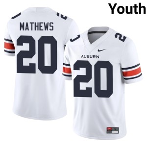 Youth White Official College Football #20 War Eagle Jacoby Mathews Jersey 801336-476